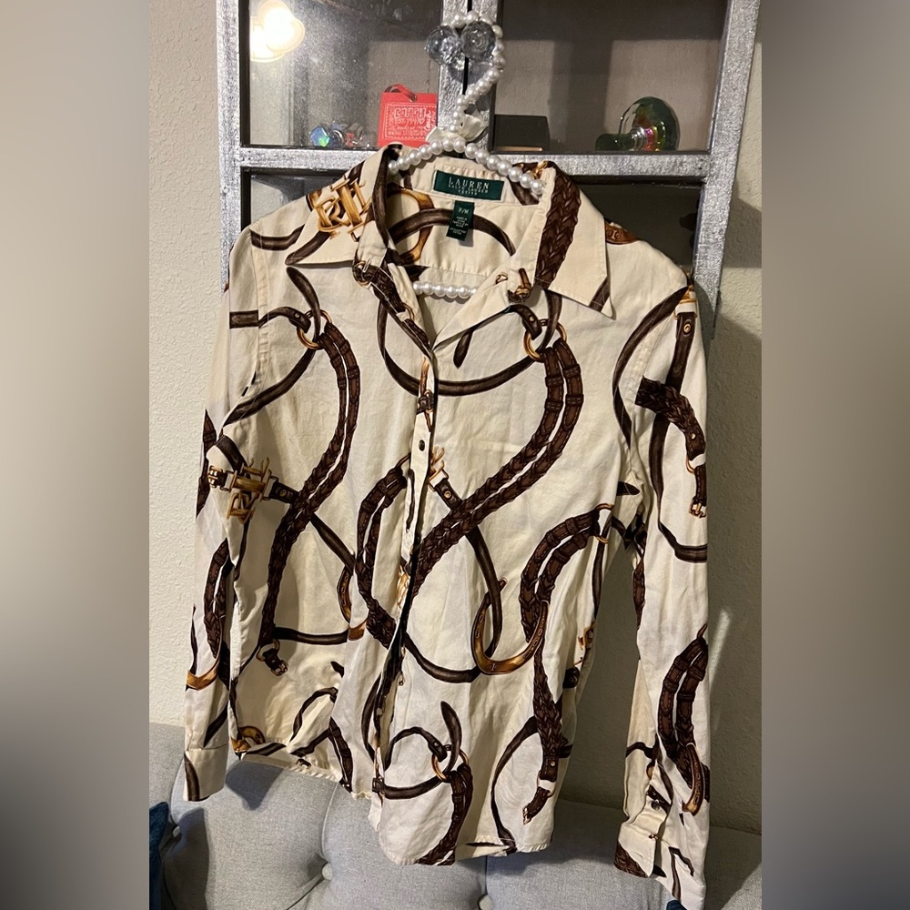Ralph Lauren Women Shirt:”; Size: PM; Color: Brown/Tan; Used